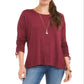 Style & Co Women's Drawstring Tie Cuff Top Red Size Petite XL