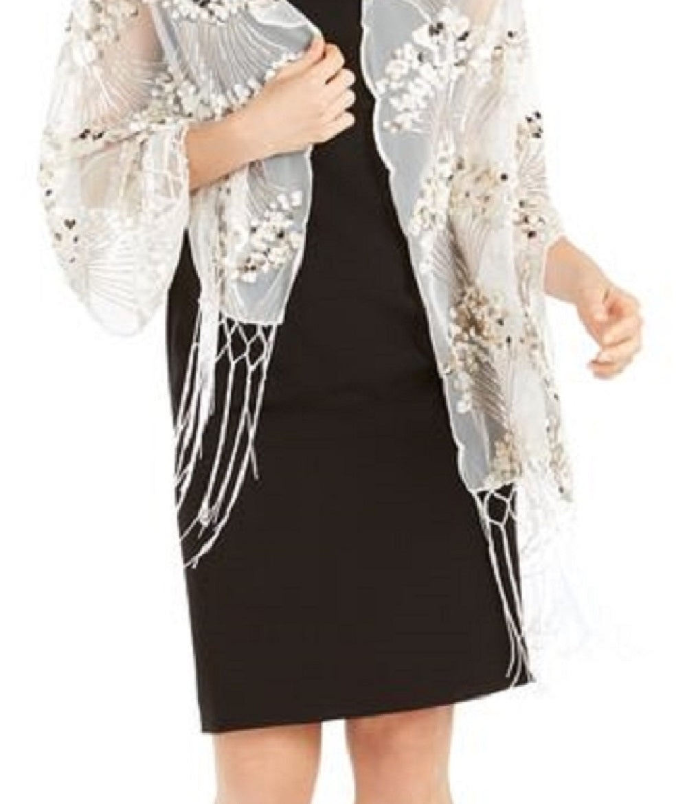 INC International Concepts Women's Art Deco Sequin Wrap White Size Regular