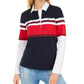 Tommy Hilfiger Women's Long-Sleeve Polo Shirt Red/Blue Size X-Small