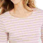 Charter Club Women's Metallic-Stripe Top Pink Size X-Small