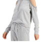 INC International Concepts Women's Cold-Shoulder Fringe Hoodie Grey Size Large