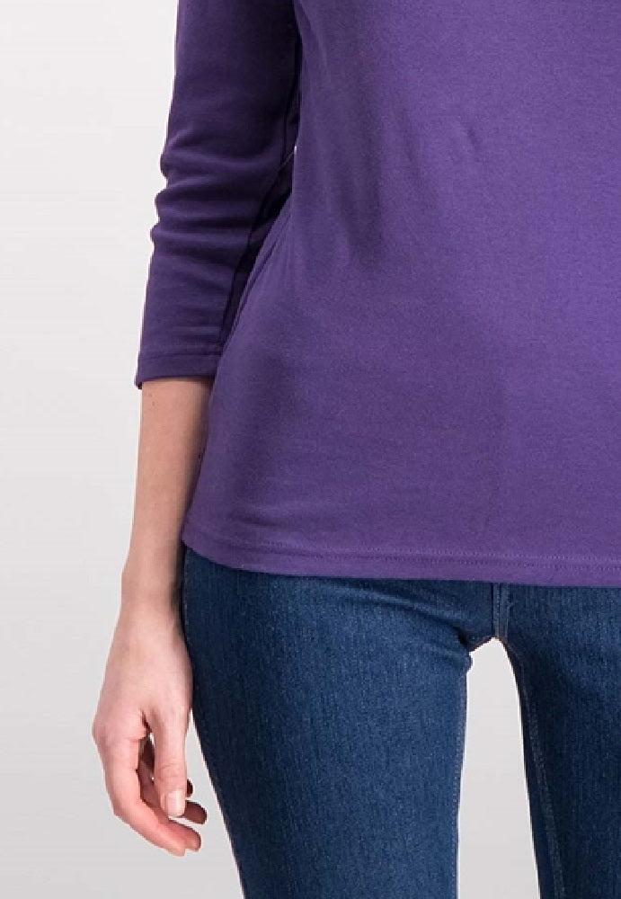 Karen Scott Women's Petite Cotton Scoop-Neck Top Purple  Size XL