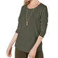 Style & Co Women's Long-Sleeve Crewneck Top Olive Size Small