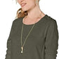 Style & Co Women's Long-Sleeve Crewneck Top Olive Size Small
