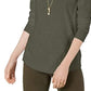 Style & Co Women's Long-Sleeve Crewneck Top Olive Size Small