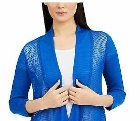 Alfani Women's Blue Lace Knitted Open Cardigan Sweater Blue Size X-Small