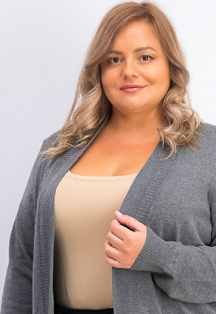 Karen Scott Women's Plus Size Open-Front Cardigan Grey Size 0X