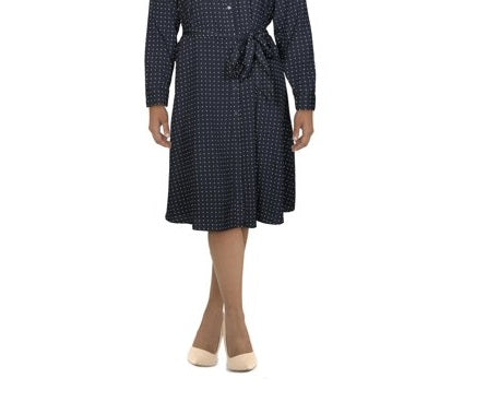 Ralph Lauren Women's Tie Front Polka Dot Shirt Dress Navy Size 16