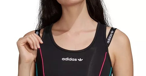 Adidas Originals Women's Layered-Look Racerback Cropped Top Black Size Medium