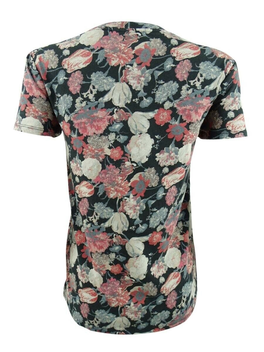 Lucky Brand Women's Cotton Printed T-Shirt Black Multi Size Medium