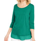 Style & Co Women's Chiffon Hem Top Green Size PM