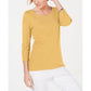 Karen Scott Women's Cotton 3/4 Sleeve Top Yellow  Size X-Small