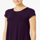 Alfani Women's Satin Trim Tee Purple Size Small