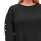 Tommy Hilfiger Women's Plus Button Sleeve Fit & Flare Dress Black Size 20W