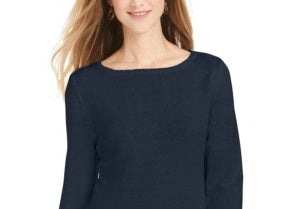 Style & Co Women's Ruffle Hem Knit Sweater Blue Size X-Large