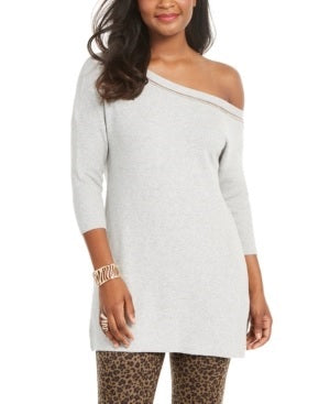 Thalia Sodi Women's Asymmetric Shoulder Sweater Grey Size XX-Large