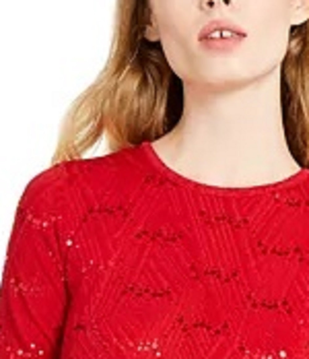 Michael Kors Women's Sequin Textured Dress Red Size X-Large