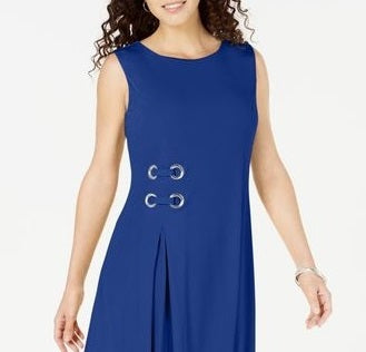 JM Collection Women's Grommet Waist Dress Blue Size PS/M