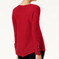 Alfani Women's Ribbed Snap Detail Sweater Red Size XX-Large