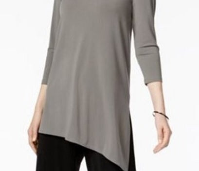 Alfani Women's Cold Shoulder Asymmetrical Top Grey Size Medium