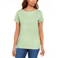 Karen Scott Women's Cotton Scalloped Neck T-Shirt Green  Size Medium