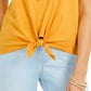 Style & Co Women's Eyelet Sleeve Tie Front Top Yellow Size Medium