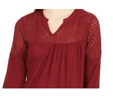 Style & Co Women's Crochet Yoke Top Red Size XX-Large