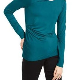 INC International Concepts Women's Twist Neck Top Blue Size X-Small