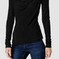 INC International Concepts Women's Speckle Long Sleeve V Neck Blouse Evening Top Black Size Petite Medium