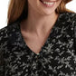 Lucky Brand Women's Mixed Print Sheer Sleeve Top Black Size Small