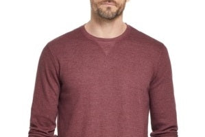 Weatherproof Vintage Men's Maroon Heather Long Sleeve T-Shirt S Red Wine Size Small