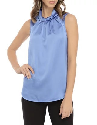 Anne Klein Women's Twist-Collar Sleeveless Top Blue Size 14
