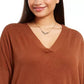 Style & Co Women's Plus Size V-Neck Sweater Beige Size 1X