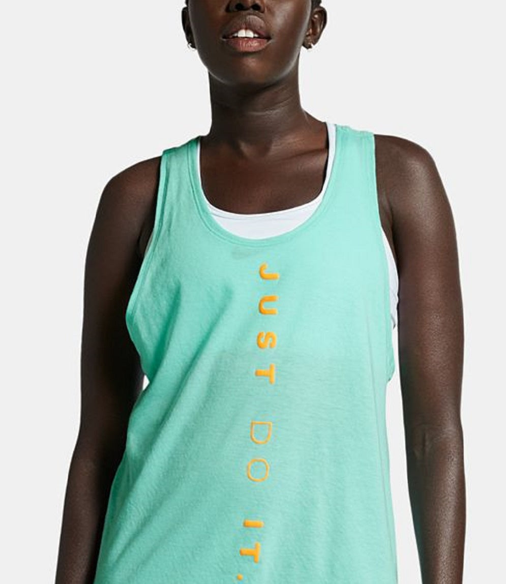 Nike Women's Miler Dri Fit Just Do It Running Tank Top Green Size Small