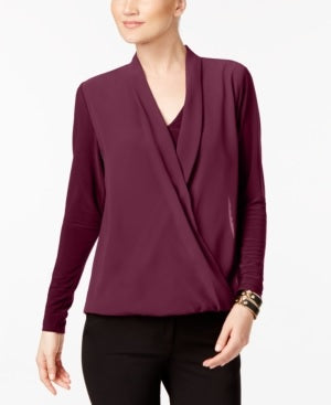 Alfani Women's Surplice Top Bordeaux Size XX-Large