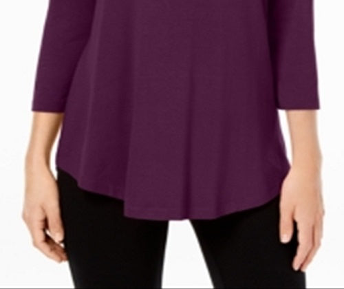 JM Collection Women's Scoop Neck Top Purple Size XX-Large