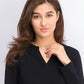 Charter Club Women's Petite Split-Neck Short-Sleeve Top Black  Size XL