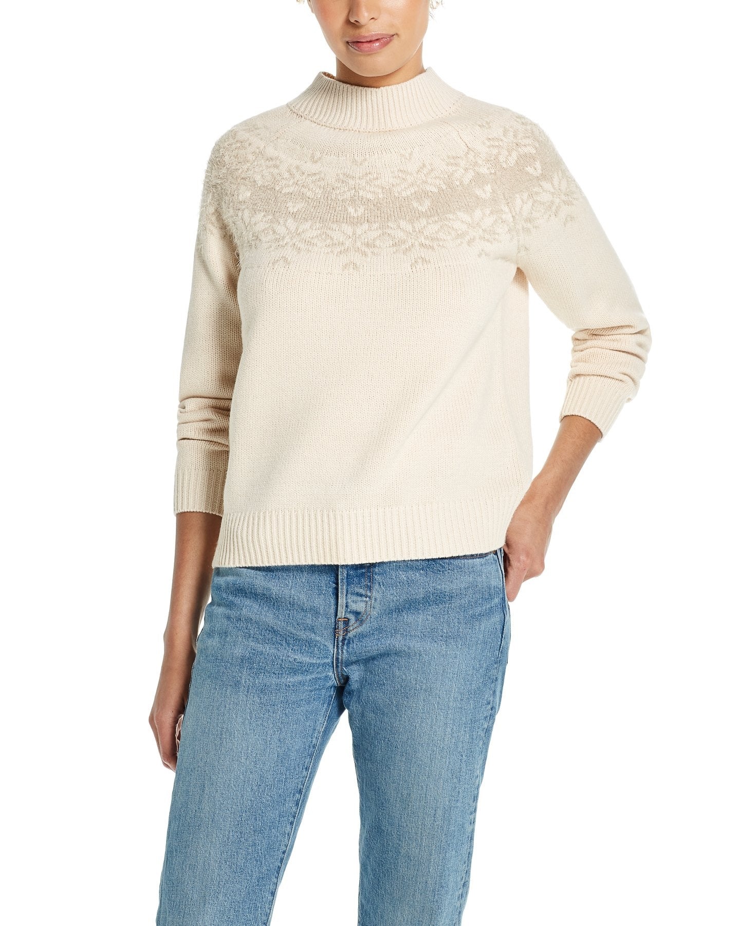 Weatherproof Vintage Women's Snowflake Sweater Beige Size X Large