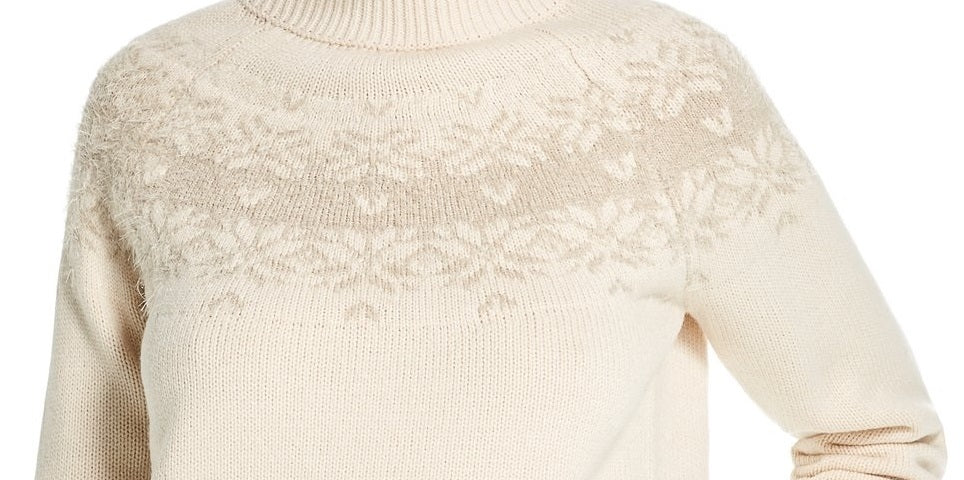Weatherproof Vintage Women's Snowflake Sweater Beige Size X Large