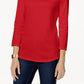 Charter Club Women's Pima Cotton Button Shoulder Top Red Size Petite Medium