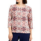 JM Collection Women's Geometric Print Scoop Neck Top Pink Size X-Large