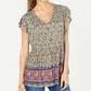 Style & Co Women's Flutter Sleeve Printed Peplum Top Green  Size PP