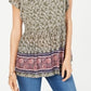 Style & Co Women's Flutter Sleeve Printed Peplum Top Green  Size PP