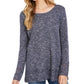 Style & Co Women's Pointelle Trim Marled Tunic Sweater Blue Size X-Small