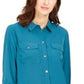 Charter Club Women's Two Pocket Shirt Green  Size Medium