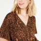 Ultra Flirt Junior's Solid Tie Front Top Brown  Size Medium