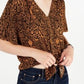 Ultra Flirt Junior's Solid Tie Front Top Brown  Size Medium