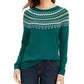 Charter Club Women's Printed Sweater Green Size Petite XL