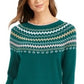 Charter Club Women's Printed Sweater Green Size Petite XL