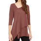 Alfani Women's Asymmetrical Hem 3/4 Sleeve Top Rose Size XX-Large